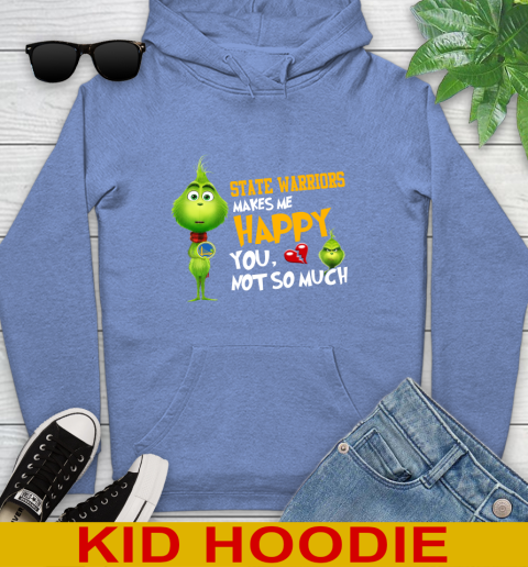 NBA Golden State Warriors Makes Me Happy You Not So Much Grinch Basketball Sports Youth Hoodie 12