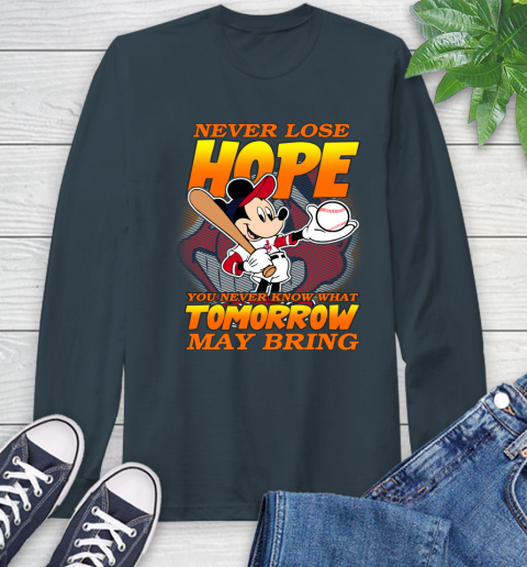 Cleveland Indians MLB Baseball Mickey Disney Never Lose Hope Long Sleeve T-Shirt 9