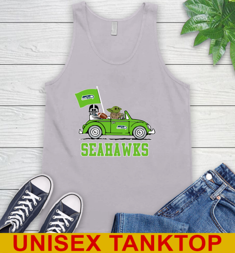 NFL Football Seattle Seahawks Darth Vader Baby Yoda Driving Star Wars Shirt Tank Top 4