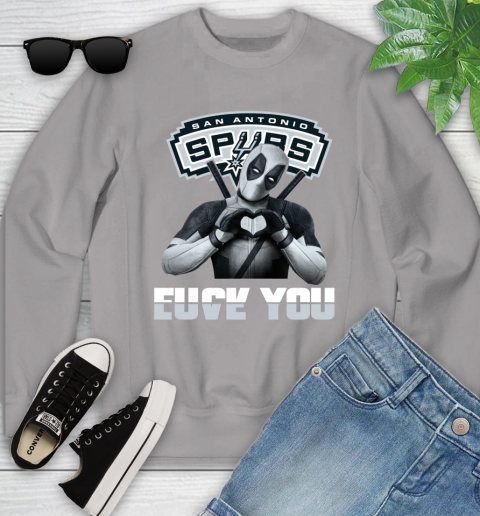 NBA San Antonio Spurs Deadpool Love You Fuck You Basketball Sports Youth Sweatshirt 3