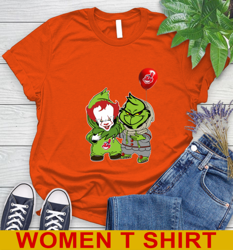Baby Pennywise Grinch Christmas MLB Baseball Cleveland Indians Women's T-Shirt 4