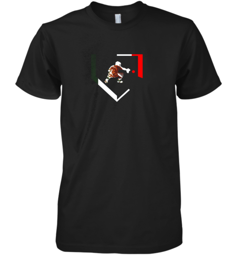 Mexico Baseball Catcher TShirt Mexican Flag Home Plate Premium Men's T-Shirt