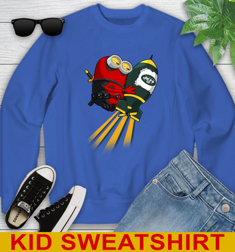 NFL Football New York Jets Deadpool Minion Marvel Shirt Youth Sweatshirt 6