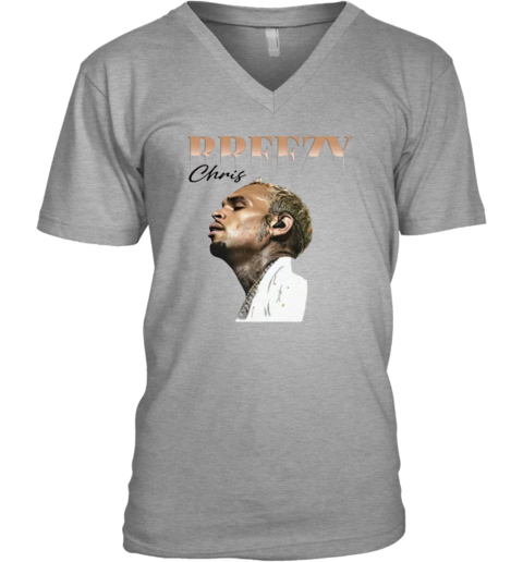 Chris Brown 2025 Concert Premium V-Neck T-Shirt kvt6 chris brown 2025 concert premium v neck unisex 8 front sport grey
