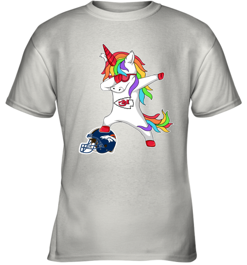 Football Dabbing Unicorn Steps On Helmet Kansas City Chiefs Youth T-Shirt