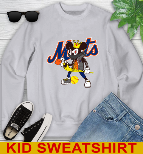 New York Mets MLB Baseball Mickey Peace Sign Sports Youth Sweatshirt 5 New York Mets MLB Baseball Mickey Peace Sign Sports Youth Sweatshirt - Image 5