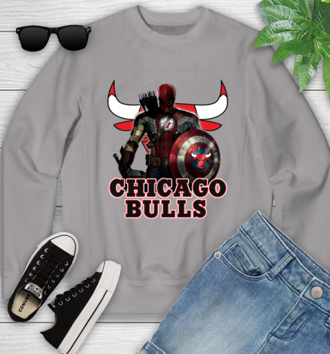 Chicago Bulls NBA Basketball Captain America Thor Spider Man Hawkeye Avengers Youth Sweatshirt 4