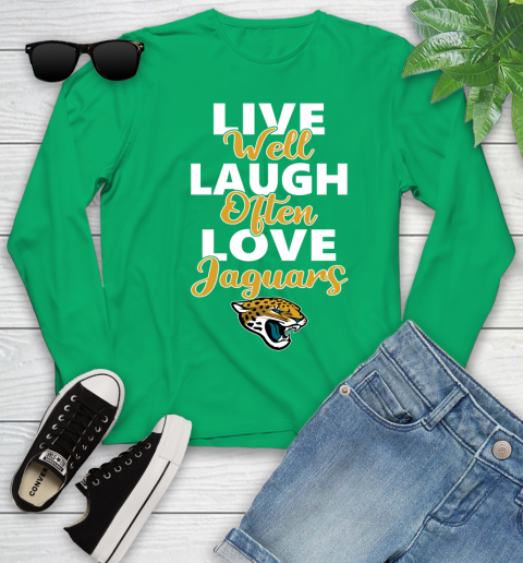 NFL Football Jacksonville Jaguars Live Well Laugh Often Love Shirt Youth Long Sleeve 6