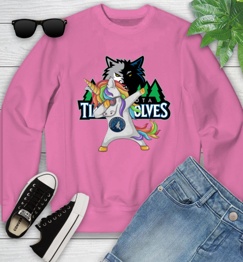 Minnesota Timberwolves NBA Basketball Funny Unicorn Dabbing Sports Youth Sweatshirt 7