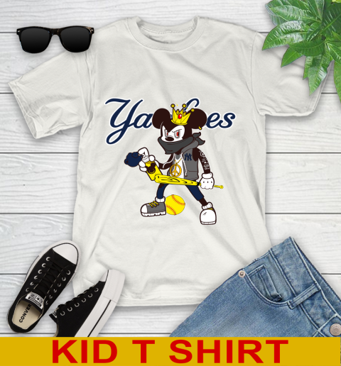 New York Yankees MLB Baseball Mickey Peace Sign Sports Youth T-Shirt