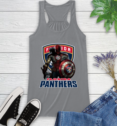 NHL Captain America Thor Spider Man Hawkeye Avengers Endgame Hockey Florida Panthers Racerback Tank 5