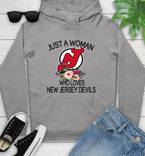 NHL Just A Woman Who Loves New Jersey Devils Hockey Sports Youth Hoodie 4