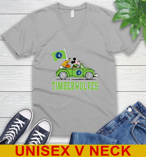 NBA Basketball Minnesota Timberwolves Pluto Mickey Driving Disney Shirt V-Neck T-Shirt 4