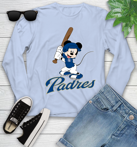 MLB Baseball San Diego Padres Cheerful Mickey Mouse Shirt Youth Long Sleeve 9