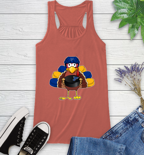 St.Louis Blues Turkey Thanksgiving Day Racerback Tank 4