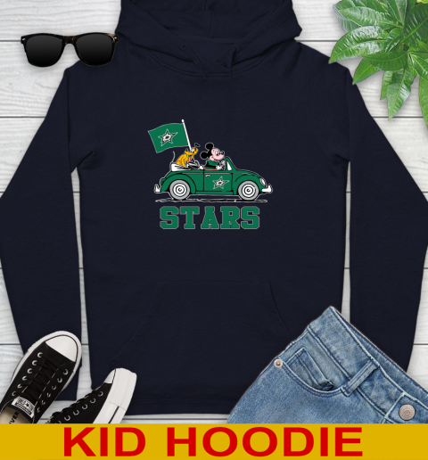 NHL Hockey Dallas Stars Pluto Mickey Driving Disney Shirt Youth Hoodie - Image 5