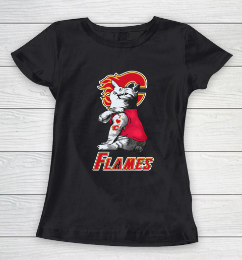 NHL My Cat Loves Calgary Flames Hockey Women's T-Shirt