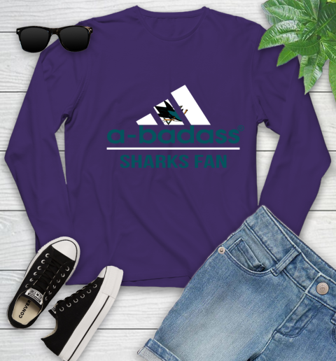 NHL A Badass San Jose Sharks Fan Adidas Hockey Sports Youth Long Sleeve 4