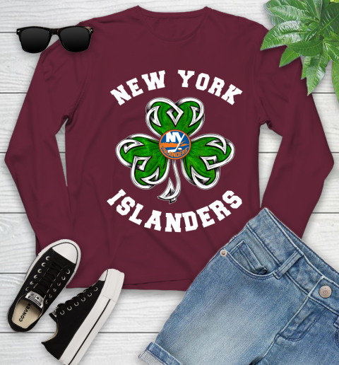 NHL New York Islanders Three Leaf Clover St Patrick's Day Hockey Sports Youth Long Sleeve 6