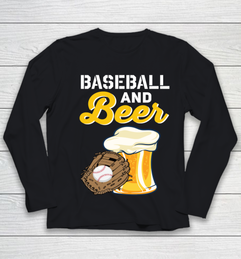 Beer Lover Funny Shirt Baseball And Beer Youth Long Sleeve