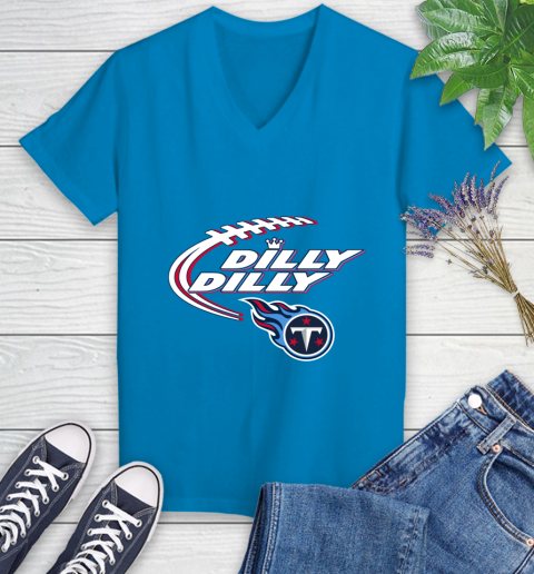 NFL Tennessee Titans Dilly Dilly Football Sports Women's V-Neck T-Shirt 7