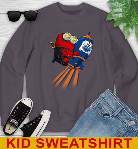 NHL Hockey Edmonton Oilers Deadpool Minion Marvel Shirt Youth Sweatshirt 5