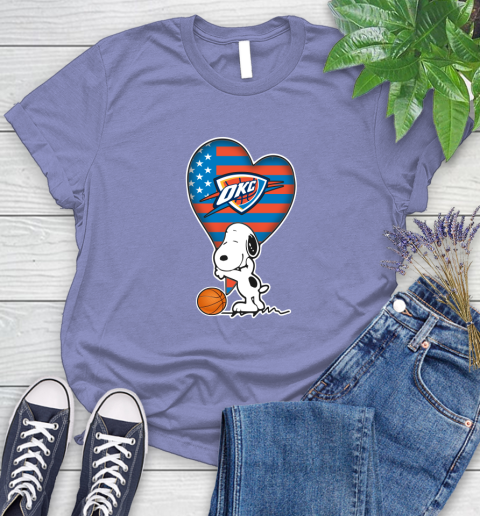Oklahoma City Thunder NBA Basketball The Peanuts Movie Adorable Snoopy Women's T-Shirt 11