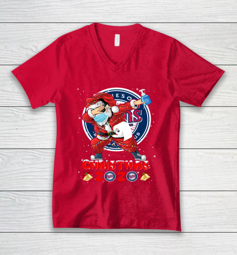 Minnesota Twins Funny Santa Claus Dabbing Christmas 2020 MLB V-Neck T-Shirt 6
