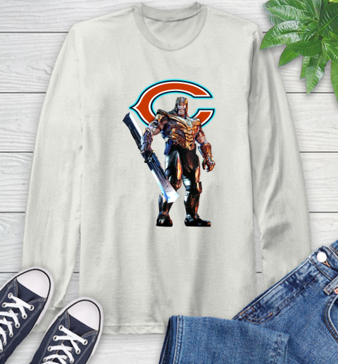 NFL Thanos Gauntlet Avengers Endgame Football Chicago Bears Long Sleeve T-Shirt 12
