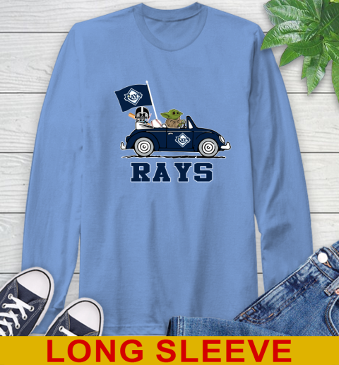 MLB Baseball Tampa Bay Rays Darth Vader Baby Yoda Driving Star Wars Shirt Long Sleeve T-Shirt 11