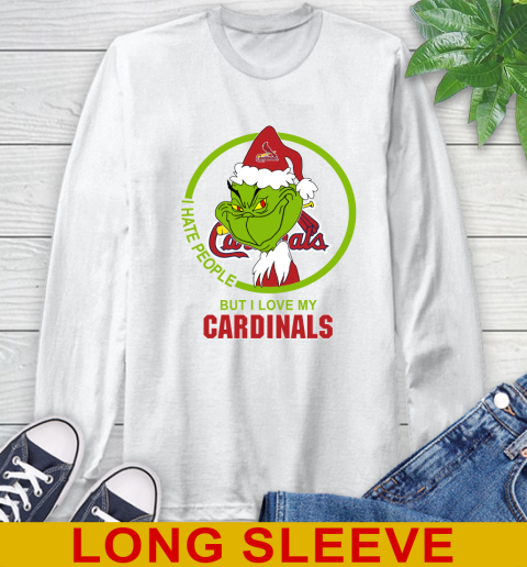 St.Louis Cardinals MLB Christmas Grinch I Hate People But I Love My Favorite Baseball Team Long Sleeve T-Shirt