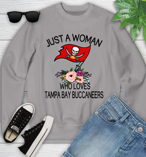 NFL Just A Woman Who Loves Tampa Bay Buccaneers Football Sports Youth Sweatshirt 2