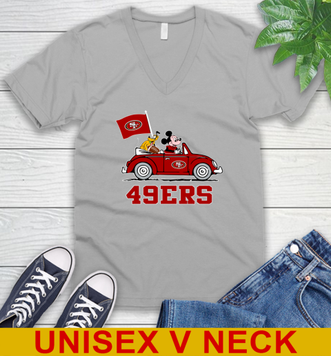 NFL Football San Francisco 49ers Pluto Mickey Driving Disney Shirt V-Neck T-Shirt 4
