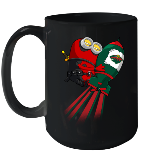 NHL Hockey Minnesota Wild Deadpool Minion Marvel Shirt Ceramic Mug 15oz