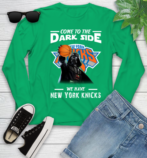 NBA Come To The Dark Side We Have New York Knicks Star Wars Darth Vader Basketball Youth Long Sleeve 7