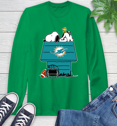 Miami Dolphins NFL Football Snoopy Woodstock The Peanuts Movie Long Sleeve T-Shirt 7