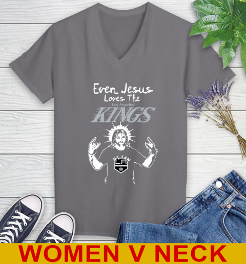 Los Angeles Kings NHL Hockey Even Jesus Loves The Kings Shirt Women's V-Neck T-Shirt 11