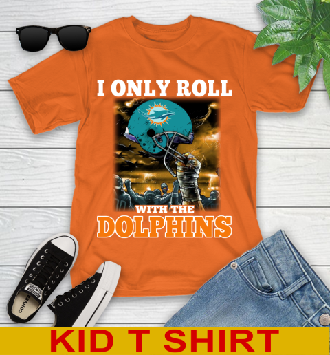 Miami Dolphins NFL Football I Only Roll With My Team Sports Youth T-Shirt 8