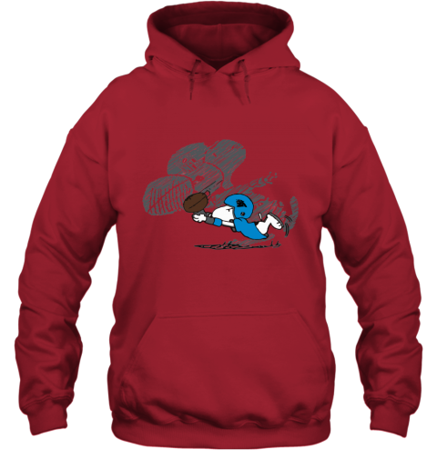 obj1 carolina panthers snoopy plays the football game hoodie 23 front red