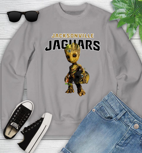Jacksonville Jaguars NFL Football Groot Marvel Guardians Of The Galaxy Youth Sweatshirt 4