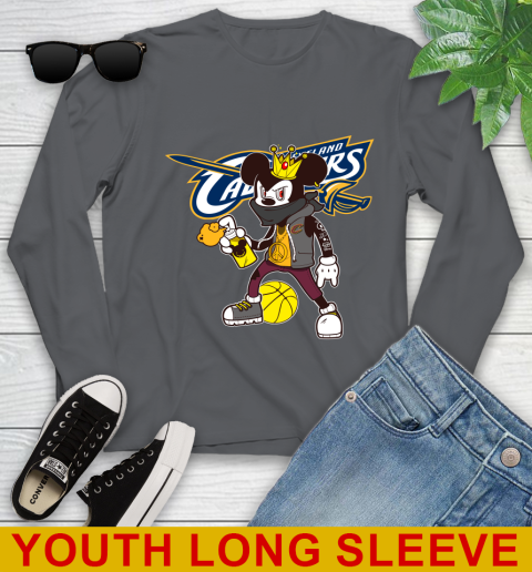 Cleveland Cavaliers NBA Basketball Mickey Peace Sign Sports Youth Long Sleeve 9