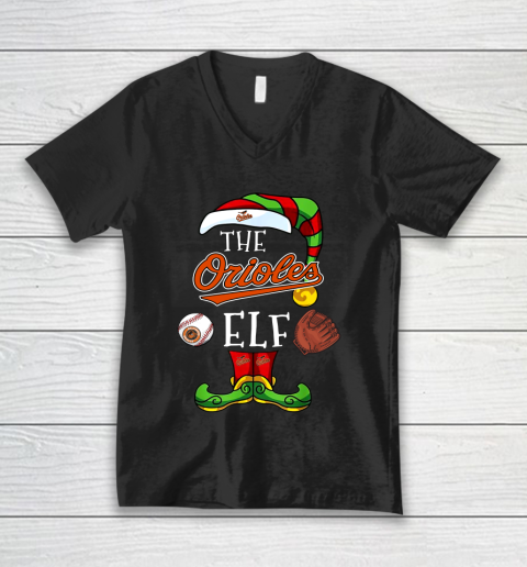 Baltimore Orioles Christmas ELF Funny MLB V-Neck T-Shirt