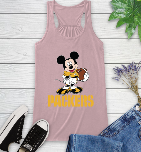 NFL Football Green Bay Packers Cheerful Mickey Mouse Shirt Racerback Tank 10