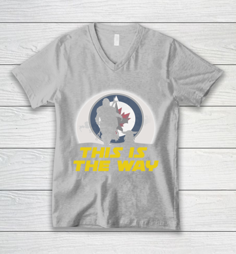 Winnipeg Jets NHL Ice Hockey Star Wars Yoda And Mandalorian This Is The Way V-Neck T-Shirt 3