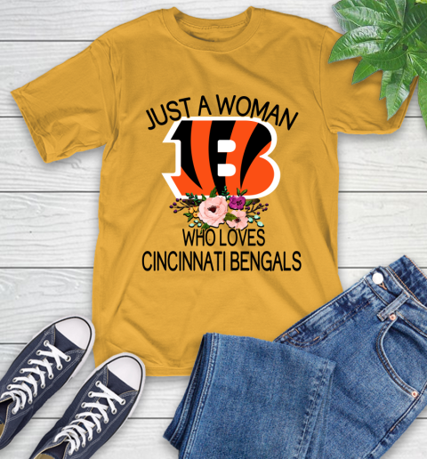 NFL Just A Woman Who Loves Cincinnati Bengals Football Sports T-Shirt 2