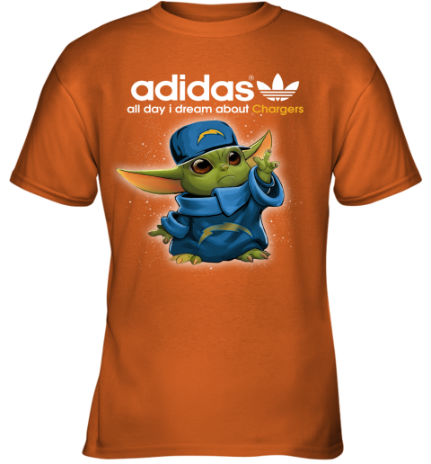 Baby Yoda Adidas All Day I Dream About Los Angeles Chargers Youth T-Shirt