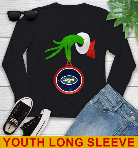 New York Jets Grinch Merry Christmas NFL Football Youth Long Sleeve 2