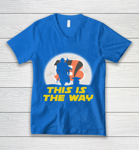 Cincinnati Bengals NFL Football Star Wars Yoda And Mandalorian This Is The Way V-Neck T-Shirt 5
