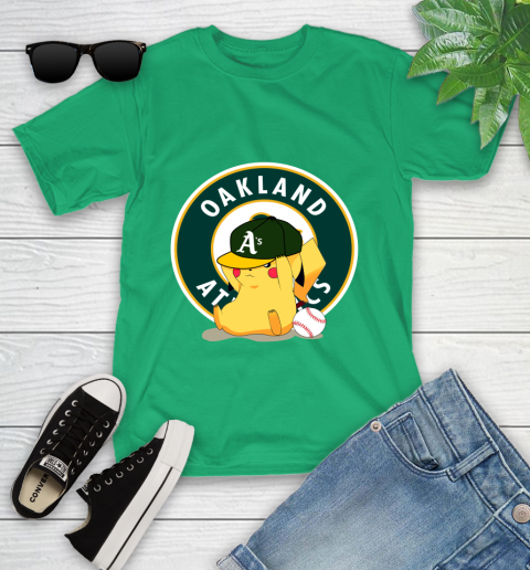MLB Pikachu Baseball Sports Oakland Athletics Youth T-Shirt 6