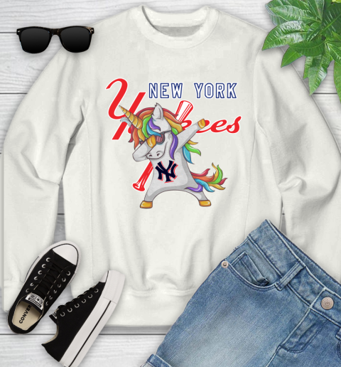 New York Yankees MLB Baseball Funny Unicorn Dabbing Sports Youth Sweatshirt